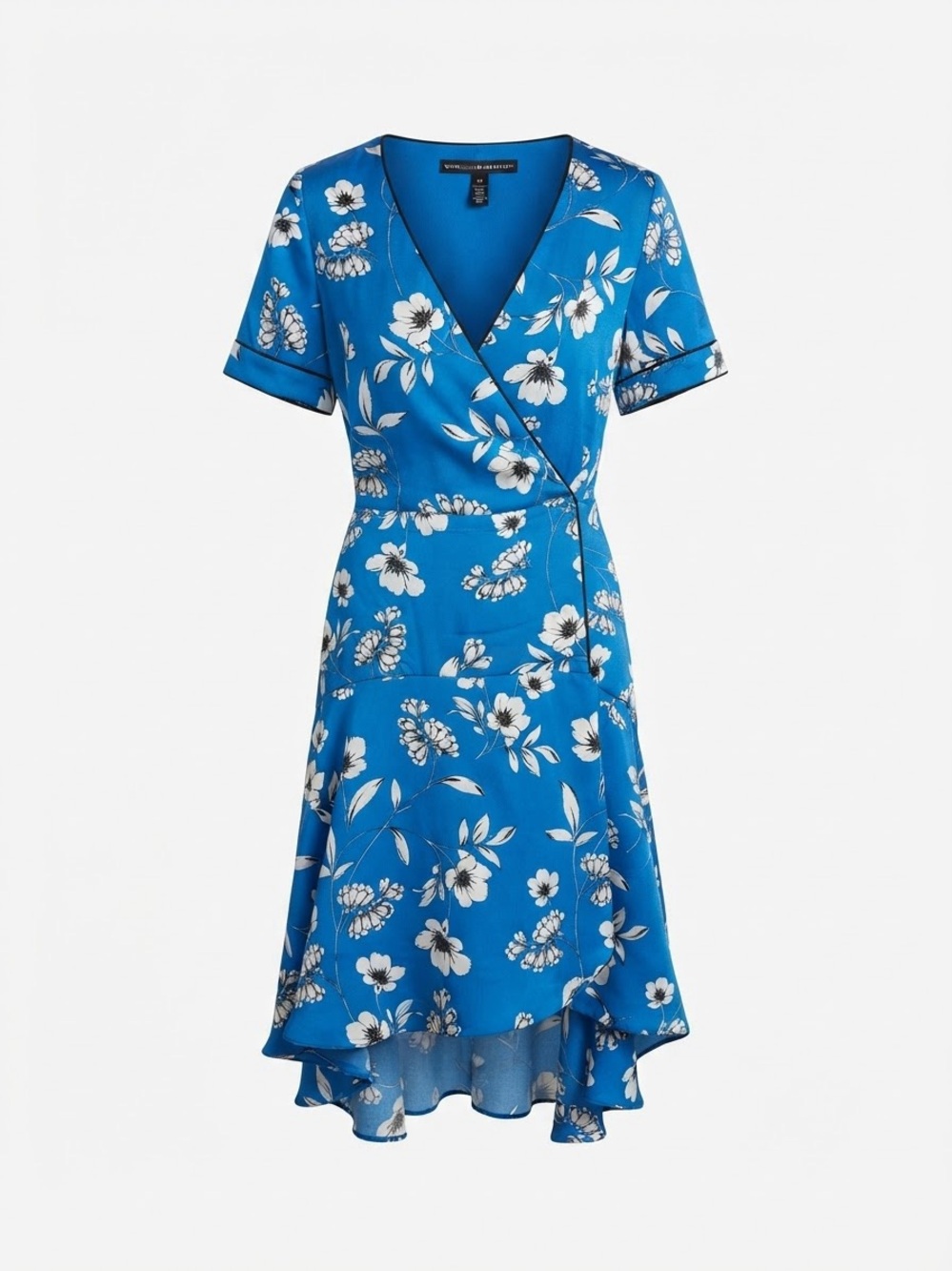 White House Black Market Blue and White Floral Wrap Dress
